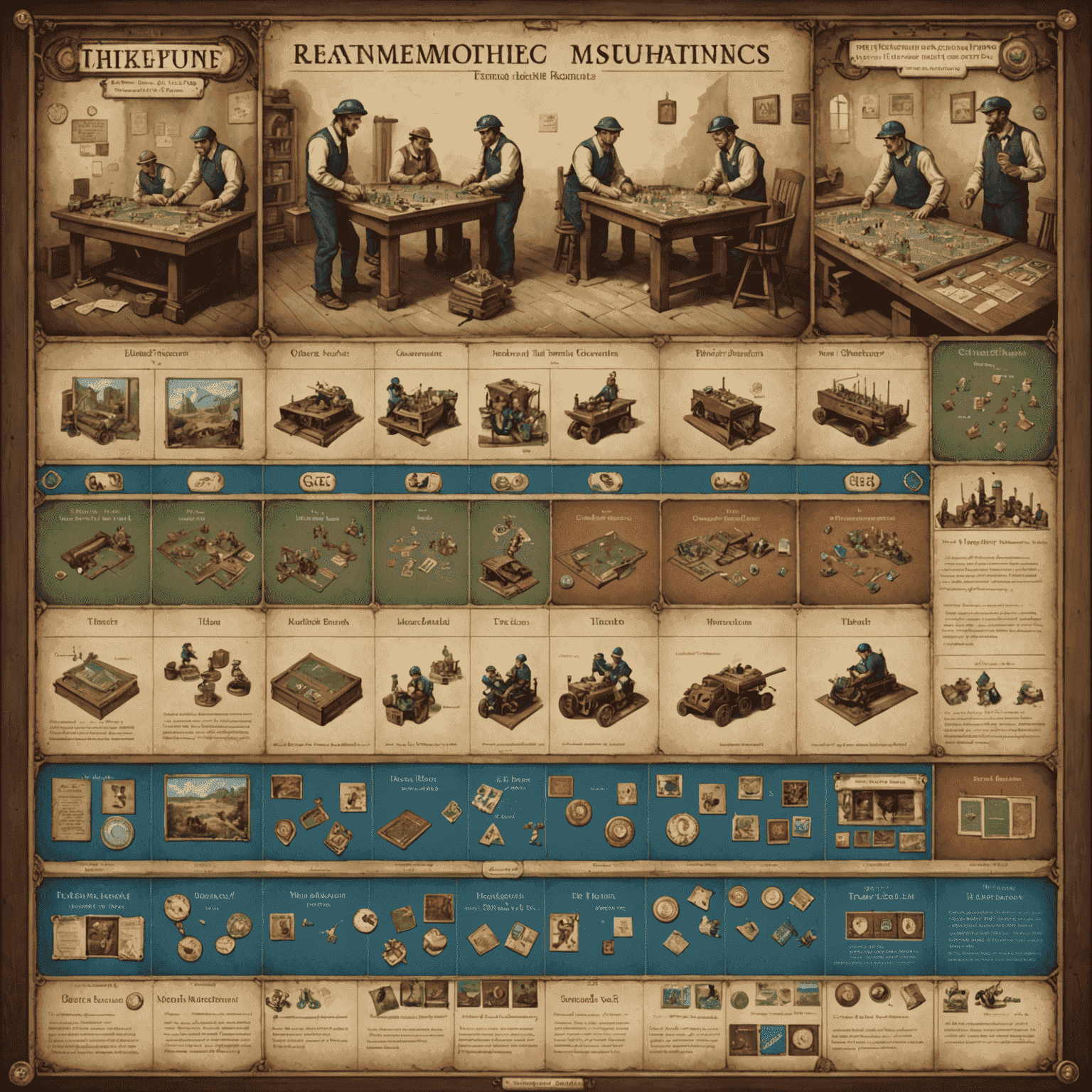 Avrupa masa oyunlarında işçi yerleştirme mekaniğinin evrimini gösteren zaman çizelgesi. Farklı oyunlardan örnekler ve mekanik değişiklikleri gösterilmektedir.